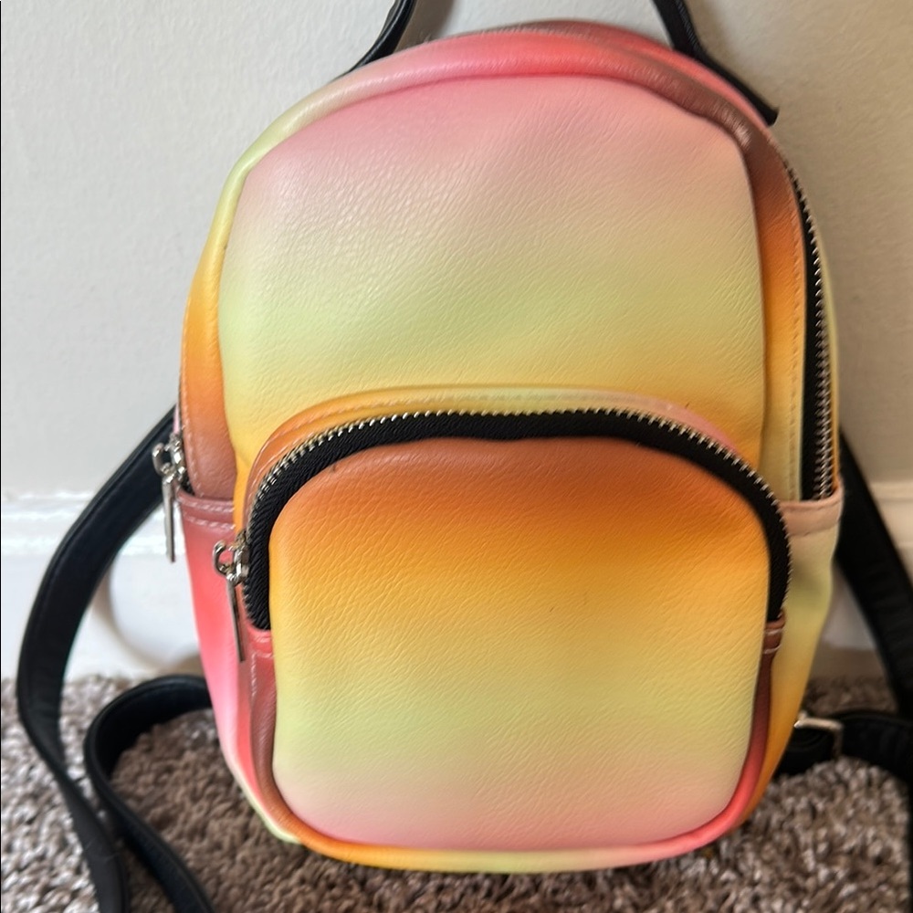 2/$20 Mini Backpack Purse Wild Fable in&out zip pockets adj straps Yellow Pink - Picture 2 of 12
